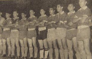 Formao do time do Paraguai, adversrio de estreia da Seleo Cacareco para o Sul-Americano Extra (Copa Amrica) de 1959. O Brasil venceu por 3 a 2.