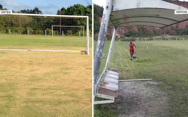 Um dos campos utilizados pela base alvirrubra, o campo 4 apresenta buracos e também passará por reforma.