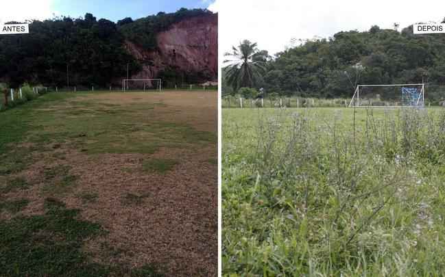 O campo 5 é o mais precário do CT Wilson Campos. Custará cerca de R$ 12 mil para ser reformado.