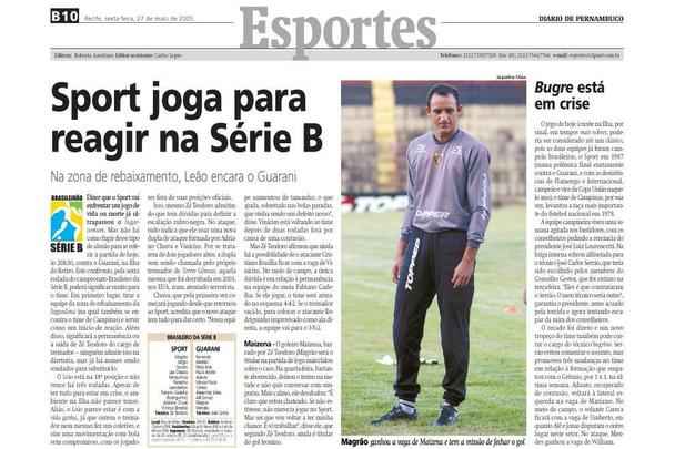 27/05/2005 - Magro ganha a vaga de Maizena e estreia com a camisa do Sport como titular. Mal na Srie B, o Sport consegue uma importante vitria sobre o Guarani, na Ilha do Retiro: 1 a 0.