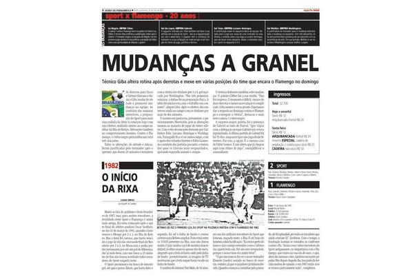 27/05/2007 - Sport perde por 1 a 0 para o Grêmio, com um gol contra de Du Lopes. O técnico Giba decidiu sacar Magrão para o jogo seguinte e promoveu o recém-contratado Cléber, ex-Santa Cruz, à titularidade.