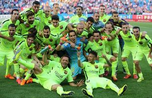 Antes de levantar a Champions, Neymar j� havia ajudado a levar o Barcelona ao t�tulo espanhol. T�tulo conquistado com uma rodada de anteced�ncia - a equipe catal� venceu o Atl�tico de Madri por 1 a 0, no Vicente Calder�n.