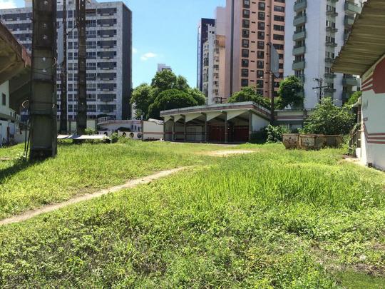 Gramado? No. Essa  a rea de uma das entradas do estdio, o acesso pela Rua Manoel de Carvalho.