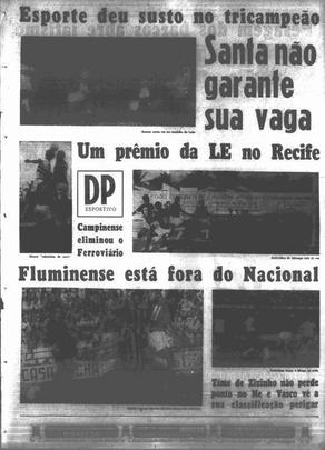 Em partida realizada no dia 24/10/1971, Sport e Santa Cruz empataram em 1 a 1. valido pelo Campeonato Brasileiro de 1971. Foi o primeiro Clssico das Multides vlido pela Primeira Diviso nacional. Assim o Diario de Pernambuco retratou a partida, disputada na Ilha do Retiro. Os gols foram marcados por Vanderlei e Ramon