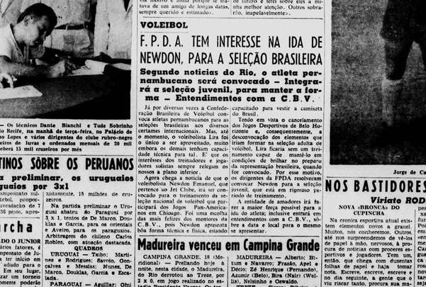 Nas páginas do Diario, durante as décadas de 1950 e 1960, a história de Newdon Emanuel ficou registrada. Das partidas pelo Jet Club à convocação para a seleção brasileira. Mais tarde, a presença do pernambucano na equipe que disputaria a Olimpíada de Tóquio-1964
