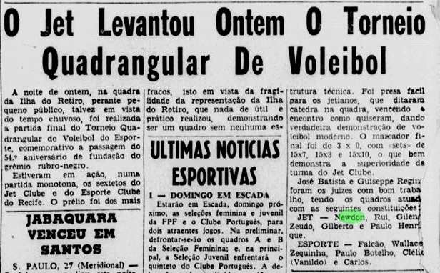Nas páginas do Diario, durante as décadas de 1950 e 1960, a história de Newdon Emanuel ficou registrada. Das partidas pelo Jet Club à convocação para a seleção brasileira. Mais tarde, a presença do pernambucano na equipe que disputaria a Olimpíada de Tóquio-1964