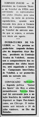 Nas páginas do Diario, durante as décadas de 1950 e 1960, a história de Newdon Emanuel ficou registrada. Das partidas pelo Jet Club à convocação para a seleção brasileira. Mais tarde, a presença do pernambucano na equipe que disputaria a Olimpíada de Tóquio-1964