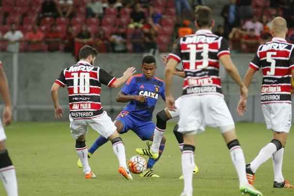 Em 2016, o Sport voltou a disputar a Copa Sul-Americana. Mais uma vez, com um clssico local. No ano do centenrio da rivalidade, o Leo da Ilha encarou o Santa Cruz na Arena de Pernambuco. No primeiro confronto, uma partida de nvel tcnico muito baixo, com apenas 5.517 presentes e um placar em 0 a 0.
