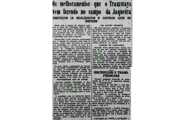 Em 1935, o campo da Jaqueira deixou de ser do América e passou para o Tramways. O clube, com poderio financeiro, conseguiu implantar a iluminação do estádio, uma novidade na época