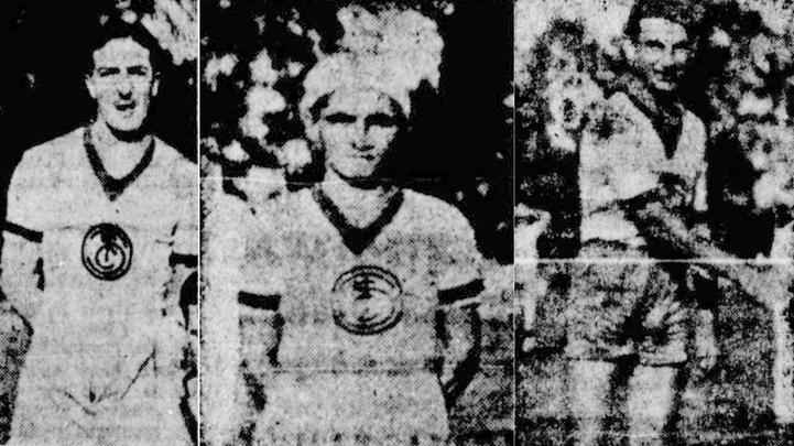 Bermudes (E), Alcides e Furlan foram jogadores do Tramways em 1936,  no primeiro título do Estadual. Bermudes, inclusive, foi um dos destaques. Antes, contudo, chegou a ser dispensado por ser preso por baderna