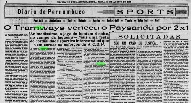 Ainda em 1935, o Tramways participou de amistoso com o Paysandu e venceu por 2 a 1