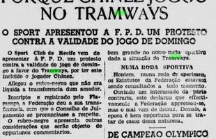 Em 1935, o Tramways quase ps a perder a chance de disputar a final do Pernambucano por utilizar um jogador contratado chamado de Chins (ou Chinez na grafia da poca). Nesse momento, no era possvel pagar salrio a um atleta. O futebol em Pernambuco, teoricamente, era para amadores