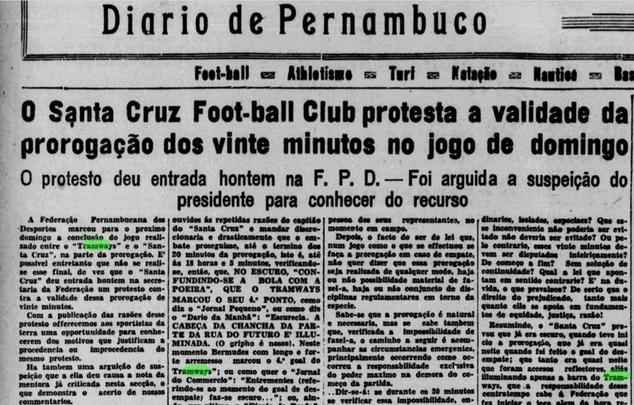 O Santa Cruz protestou contra os minutos finais da partida contra o Tramways. No fim, teve um tempo do jogo anulado e pôde complementar o duelo evitando a derrota com um empate em 4 a 4 e garantindo mais um mata-mata