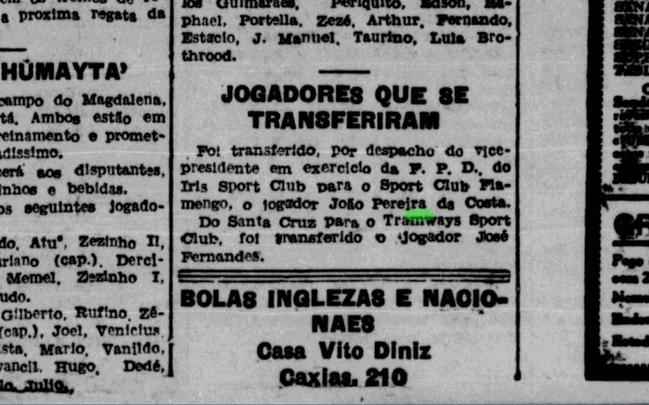 Tramways, mesmo com o mercado legalmente fechado para jogadores profissionais, foi ativo nas transferências em 1935