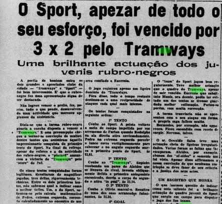 O Campeonato Pernambucano de 1936 acabou sem ter um jogo marcado como uma final. Os clubes, em comum acordo com a Federação  Pernambucana de Desportos, decidiram dar o Estadual por encerrado no dia 24 de outubro. Dessa maneira, a pontuação da rodada disputada dois dias antes pelo Tramways diante do Sport garantiu o título no campeonato que ainda tinha Náutico, Santa Cruz, América, Flamengo-PE, Torre, Great Western e Íris.  Ao todo, a equipe participou de 13 partidas. Venceu 11 e empatou outras duas, marcando 69 gols.