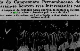 Nutico 10 x 3 Amrica - Em 28 de abril de 1935, o Timbu foi impiedoso com o Amrica. Segundo o Diario de Pernambuco, uma 'assistncia seleta, educada, que se deleitou com uma esplndida partida entre os dois clubes vitoriosos da cidade'