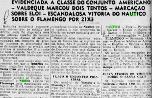 Nutico 21 x 3 Flamengo-PE - No dia 1 de julho de 1945, o Diario de Pernambuco classificou como uma 'escandalosa vitria' o placar aplicado pelo Nutico em cima do Flamengo.  at hoje a maior goleada do Estadual. Apesar de o primeiro tempo ter terminado em 9 a 3, o peridico classificou como montono e desinteressante sob uma chuva torrencial. No segundo tempo, foram mais 12 gols com destaque para o artilheiro Tar.