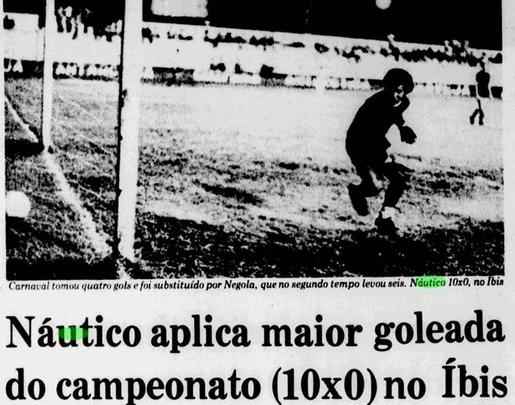 Nutico 10 x 0 bis - Em 4 de outubro de 1978, o Nutico repetiu outra goleada impiedosa em cima do bis. Poucos sortudos, no entanto, tiveram a chance de ver os gols nos Aflitos: apenas 590 pagantes.

