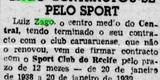 Jornal Pequeno traz notícia com contratação de Zago pelo Sport