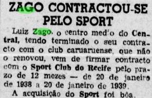 Jornal Pequeno traz notcia com contratao de Zago pelo Sport