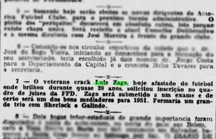 Em 1950, Zago pede para se inscrever na funo de rbitro