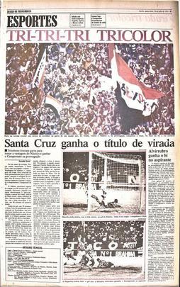 Capa do Diario de Pernambuco aps a conquista do campeonato estadual de 1993 pelo Santa Cruz, com a participao de Martelotte