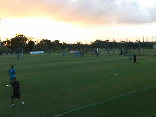 Jogadores em treinamento e concentração com o técnico Luxa
