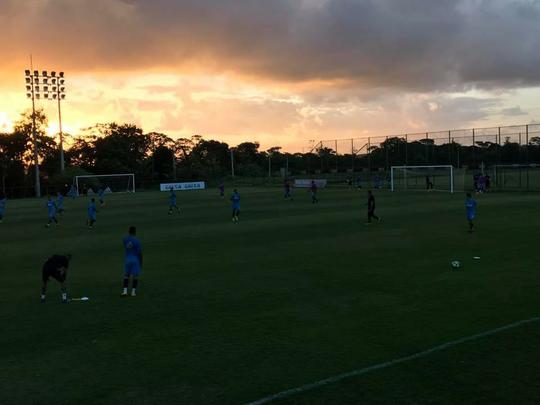 Jogadores em treinamento e concentração com o técnico Luxa