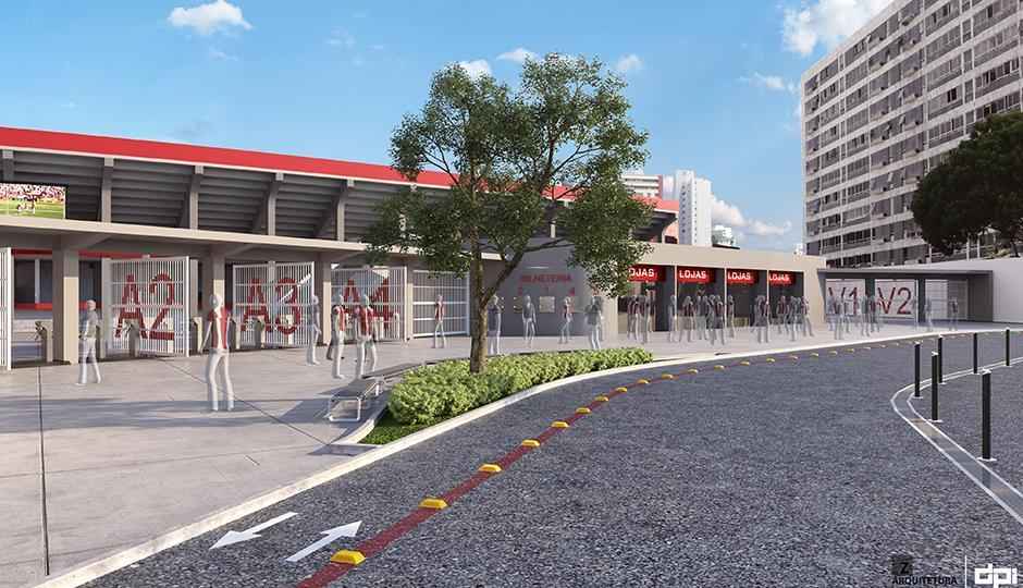 O projeto prev ainda requalificao da Alameda Manoel de Carvalho, com a construo de quatro lojas para oferecer produtos e servios aos moradores do bairro, como estratgia para atrair lucros tambm em dias em que no houver eventos esportivos no estdio.