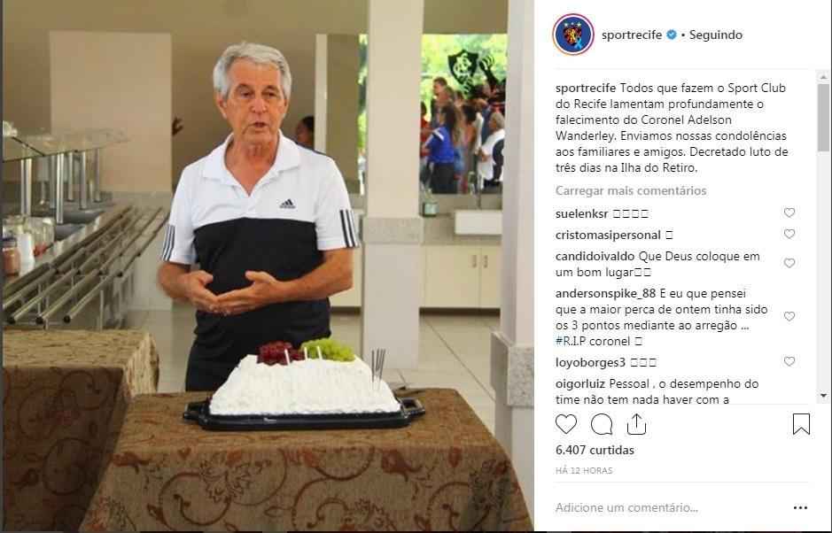 Ex-gerente de futebol do Sport, Adelson Wanderley atuou nos trs clubes da capital ao longo da carreira no futebol