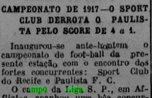 10 de abril de 1917- Campo dos Aflitos  inaugurado com vitria do Sport por 4 a 1 sobre o Paulista. que hoje no disputa jogos
