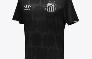 Majoritariamente preta, camisa do Santos tem detalhes de losangos, que se confundem com hexgonos  distncia