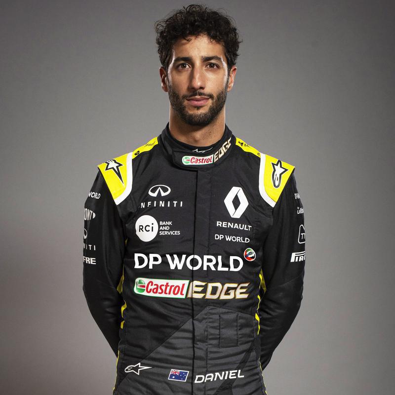 3 - Daniel Ricciardo (Austrália)
Equipe: Renault
GPs: 171
Melhor colocação: 7 vitórias
Melhor largada: 3 poles
Volta mais rápida: 13x
Melhor posto no campeonato: 3º (2013 e 2016)
Em 2020: Promissor