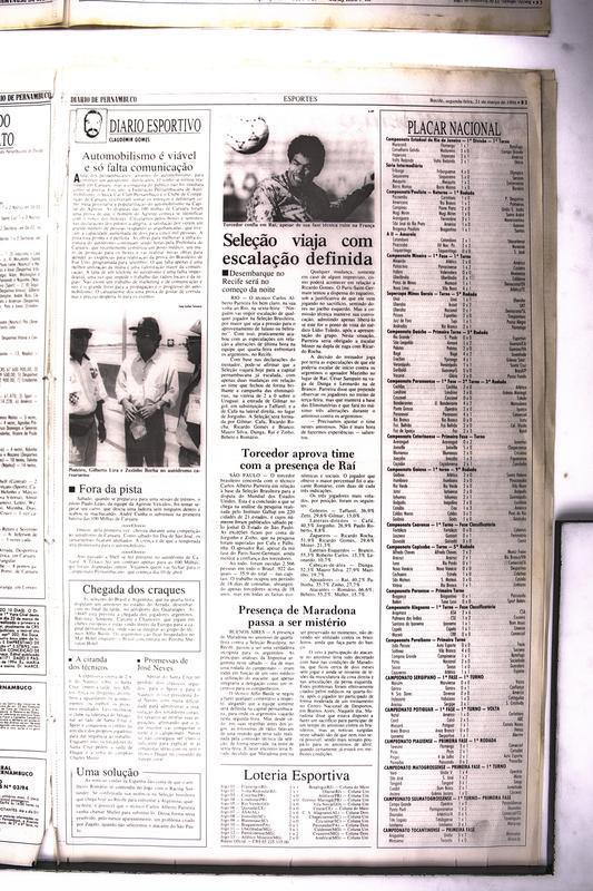 Confira os arquivos do Diario de Pernambuco sobre o amistoso entre Brasil e Argentina, em 1994, no estádio do Arruda