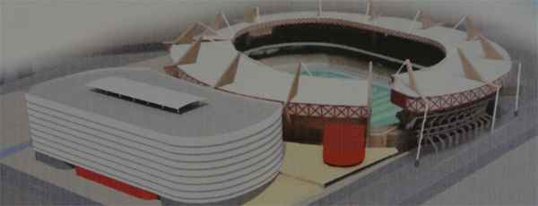 Maquete mostra Arena Coral com prdio comercial e arquibancada coberta (Cassio Zirpoli/DP/D.A Press)